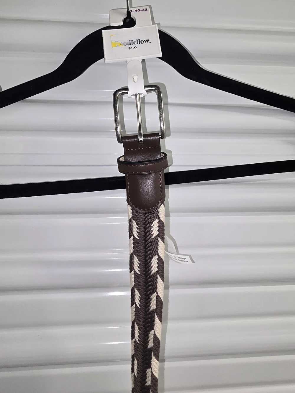 Goodfellow & Co Brown and Cream Braided Stretch Belt with Leather Accents